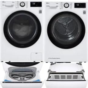 Side by Side Washer & Dryer Set on Pedestals