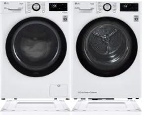 Side by Side Washer & Dryer Set on Risers