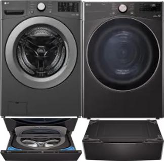 Side by Side Washer & Dryer Set on Pedestals