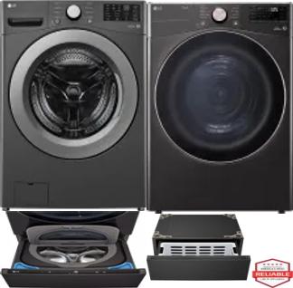 Side by Side Washer & Dryer Set on Pedestals