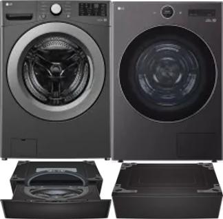Side by Side Washer & Dryer Set on Pedestals