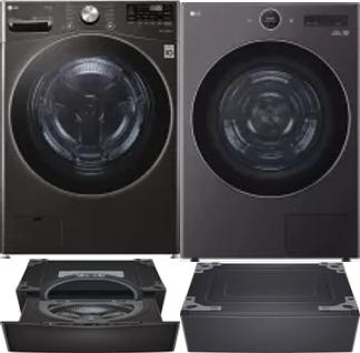 Side by Side Washer & Dryer Set on Pedestals