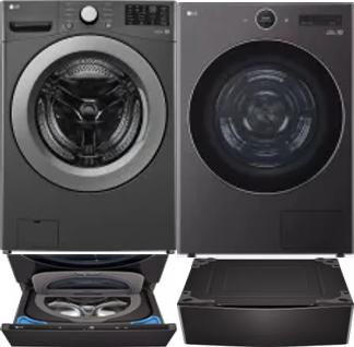Side by Side Washer & Dryer Set on Pedestals