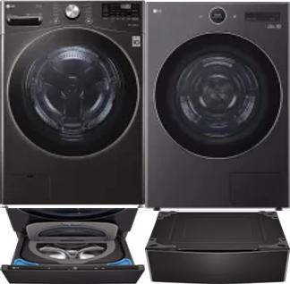Side by Side Washer & Dryer Set on Pedestals