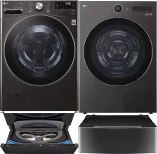 Side by Side Washer & Dryer Set on Pedestals