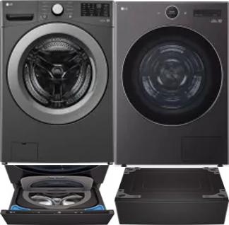 Side by Side Washer & Dryer Set on Pedestals