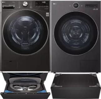 Side by Side Washer & Dryer Set on Pedestals