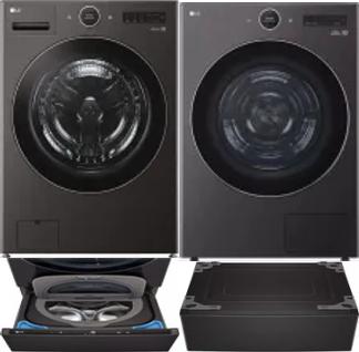 Side by Side Washer & Dryer Set on Pedestals