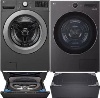 Side by Side Washer & Dryer Set on Pedestals