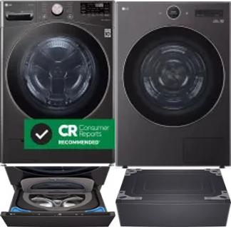 Side by Side Washer & Dryer Set on Pedestals