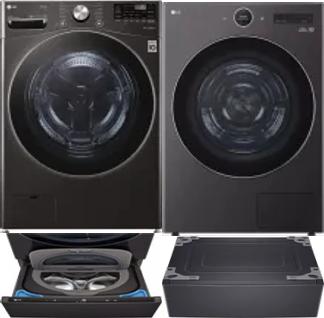 Side by Side Washer & Dryer Set on Pedestals