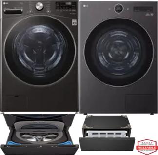 Side by Side Washer & Dryer Set on Pedestals