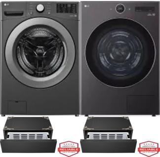 Side by Side Washer & Dryer Set on Pedestals