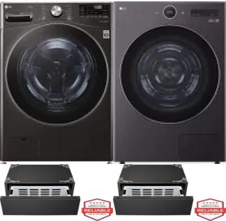 Side by Side Washer & Dryer Set on Pedestals