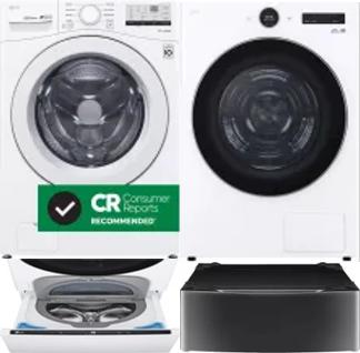 Side by Side Washer & Dryer Set on Pedestals