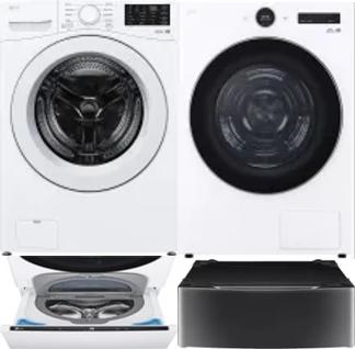 Side by Side Washer & Dryer Set on Pedestals