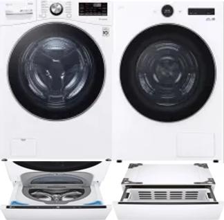 Side by Side Washer & Dryer Set on Pedestals