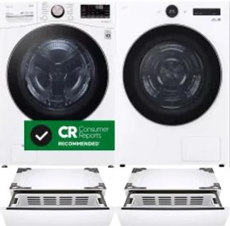 Side by Side Washer & Dryer Set on Pedestals