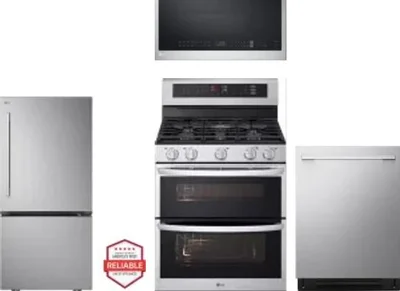 4 Piece Package Includes Refrigerator, Range, Microwave And Dishwasher