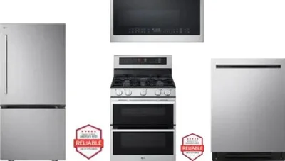 4 Piece Package Includes Refrigerator, Range, Microwave And Dishwasher