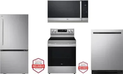 4 Piece Package Includes Refrigerator, Range, Microwave And Dishwasher
