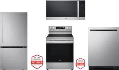 4 Piece Package Includes Refrigerator, Range, Microwave And Dishwasher