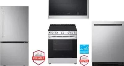 4 Piece Package Includes Refrigerator, Range, Microwave And Dishwasher