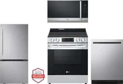 4 Piece Package Includes Refrigerator, Range, Microwave And Dishwasher