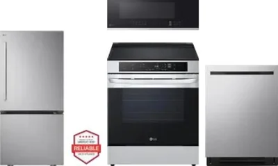 4 Piece Package Includes Refrigerator, Range, Microwave And Dishwasher