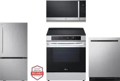 4 Piece Package Includes Refrigerator, Range, Microwave And Dishwasher