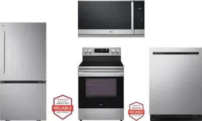 4 Piece Package Includes Refrigerator, Range, Microwave And Dishwasher