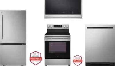 4 Piece Package Includes Refrigerator, Range, Microwave And Dishwasher