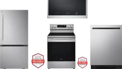 4 Piece Package Includes Refrigerator, Range, Microwave And Dishwasher