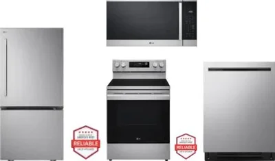4 Piece Package Includes Refrigerator, Range, Microwave And Dishwasher