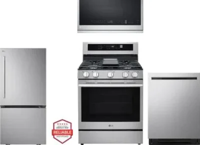 4 Piece Package Includes Refrigerator, Range, Microwave And Dishwasher