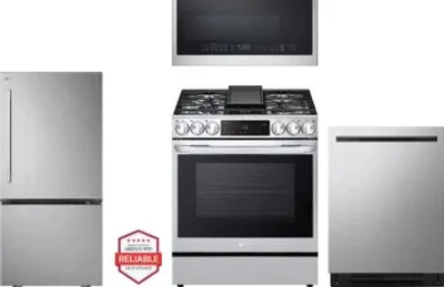 4 Piece Package Includes Refrigerator, Range, Microwave And Dishwasher