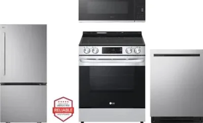 4 Piece Package Includes Refrigerator, Range, Microwave And Dishwasher