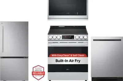 4 Piece Package Includes Refrigerator, Range, Microwave And Dishwasher