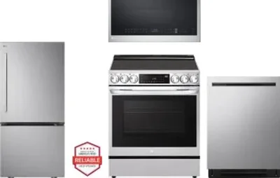 4 Piece Package Includes Refrigerator, Range, Microwave And Dishwasher