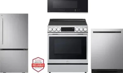 4 Piece Package Includes Refrigerator, Range, Microwave And Dishwasher