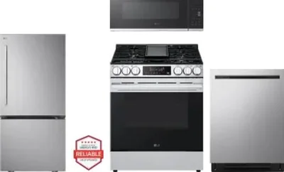 4 Piece Package Includes Refrigerator, Range, Microwave And Dishwasher