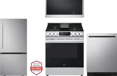 4 Piece Package Includes Refrigerator, Range, Microwave And Dishwasher