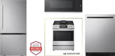 4 Piece Package Includes Refrigerator, Range, Microwave And Dishwasher