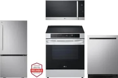 4 Piece Package Includes Refrigerator, Range, Microwave And Dishwasher