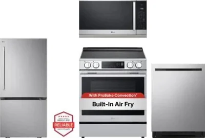 4 Piece Package Includes Refrigerator, Range, Microwave And Dishwasher