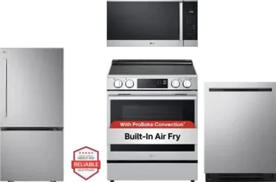 4 Piece Package Includes Refrigerator, Range, Microwave And Dishwasher