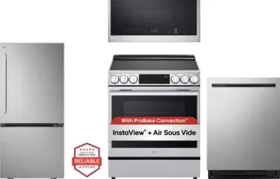 4 Piece Package Includes Refrigerator, Range, Microwave And Dishwasher