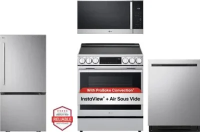 4 Piece Package Includes Refrigerator, Range, Microwave And Dishwasher