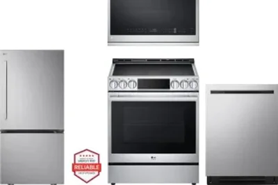 4 Piece Package Includes Refrigerator, Range, Microwave And Dishwasher