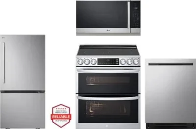 4 Piece Package Includes Refrigerator, Range, Microwave And Dishwasher